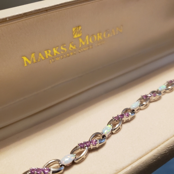 Marks & Morgan Sterling Silver, Opal, & Pink Sapphire Bracelet - Picture 2 of 3